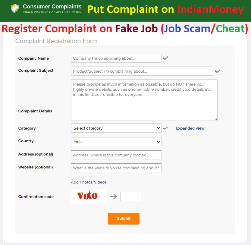 Put-Complaint-on-IndianMoney-Fake-Job